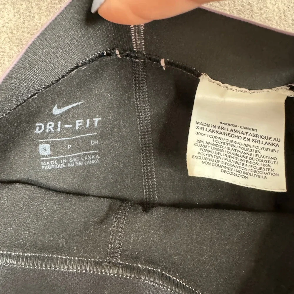 Nike Pro Dri-Fit Womens Leggings Black Metallic Lavender Dot Tights Small